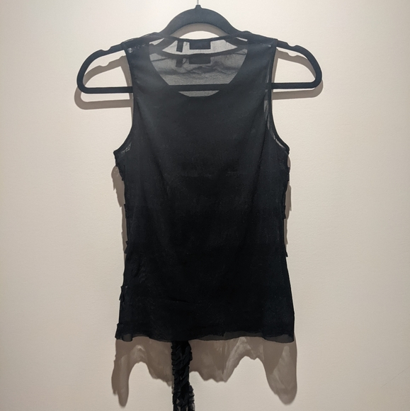 Sheer black tank top with ruffles - Picture 2 of 6